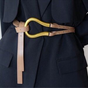 Luxe Vegan Leather Gold Tone Wrap Belt